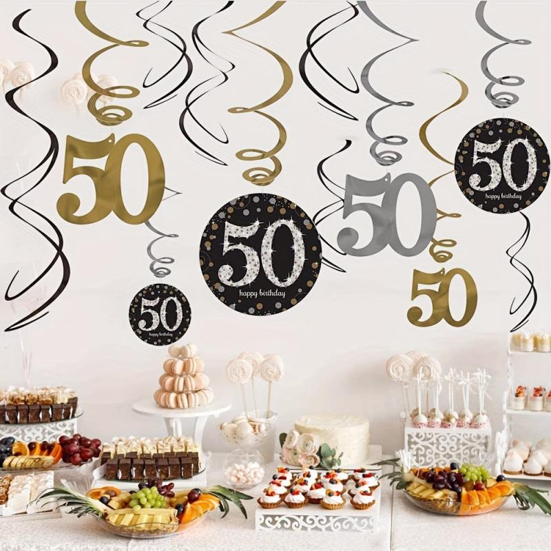 50th Birthday Party 12pcs PVC Spiral Charm Decoration