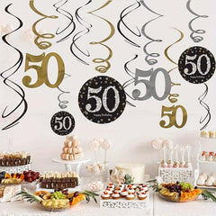 50th Birthday Party 12pcs PVC Spiral Charm Decoration