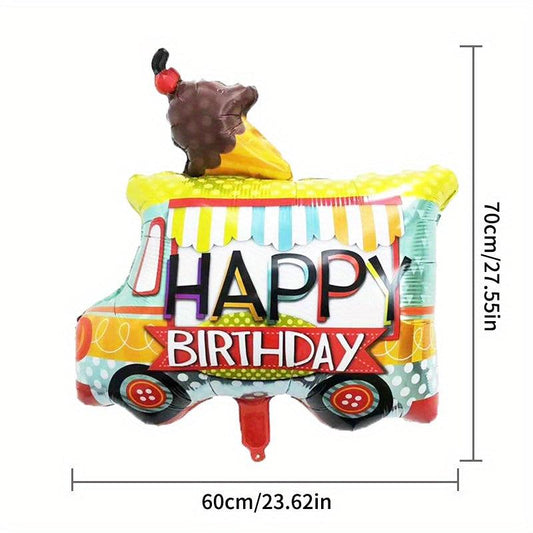 2pcs Bulldozer & Fire Truck Aluminum Balloon Set