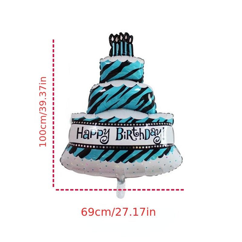 Large Birthday Candles Three Layers Cake Aluminum Film Balloons