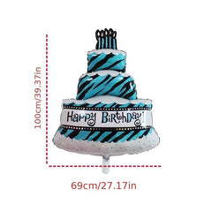 Large Birthday Candles Three Layers Cake Aluminum Film Balloons