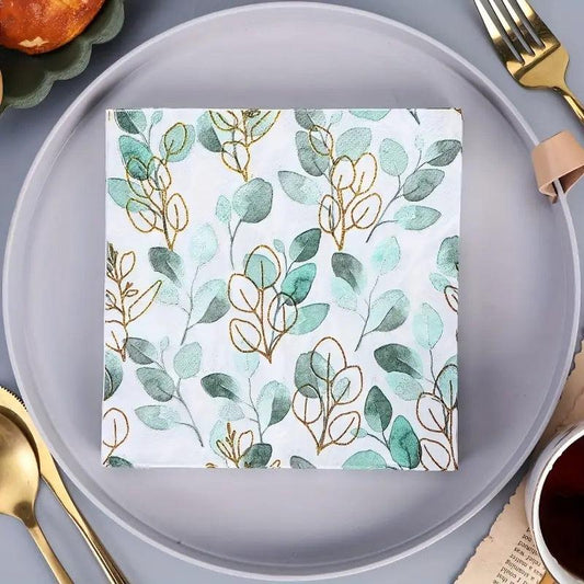 20pcs Disposable Green Leaves Guest Towels Paper Napkins for Home Party