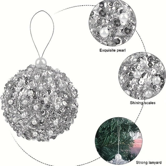 4pc Set Silver Shatterproof Christmas Ball Ornaments Xmas Decorations