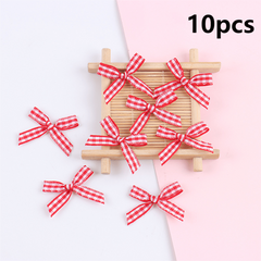10pcs Plaid Hand-knotted Mini Bows DIY Ribbon Accessories Bouquet Cake Gift