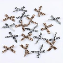 10pcs Plaid Hand-knotted Mini Bows DIY Ribbon Accessories Bouquet Cake Gift