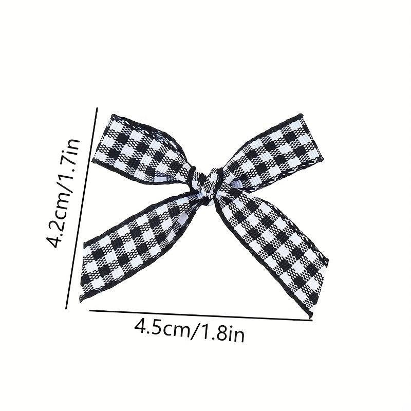 10pcs Plaid Hand-knotted Mini Bows DIY Ribbon Accessories Bouquet Cake Gift