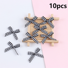 10pcs Plaid Hand-knotted Mini Bows DIY Ribbon Accessories Bouquet Cake Gift