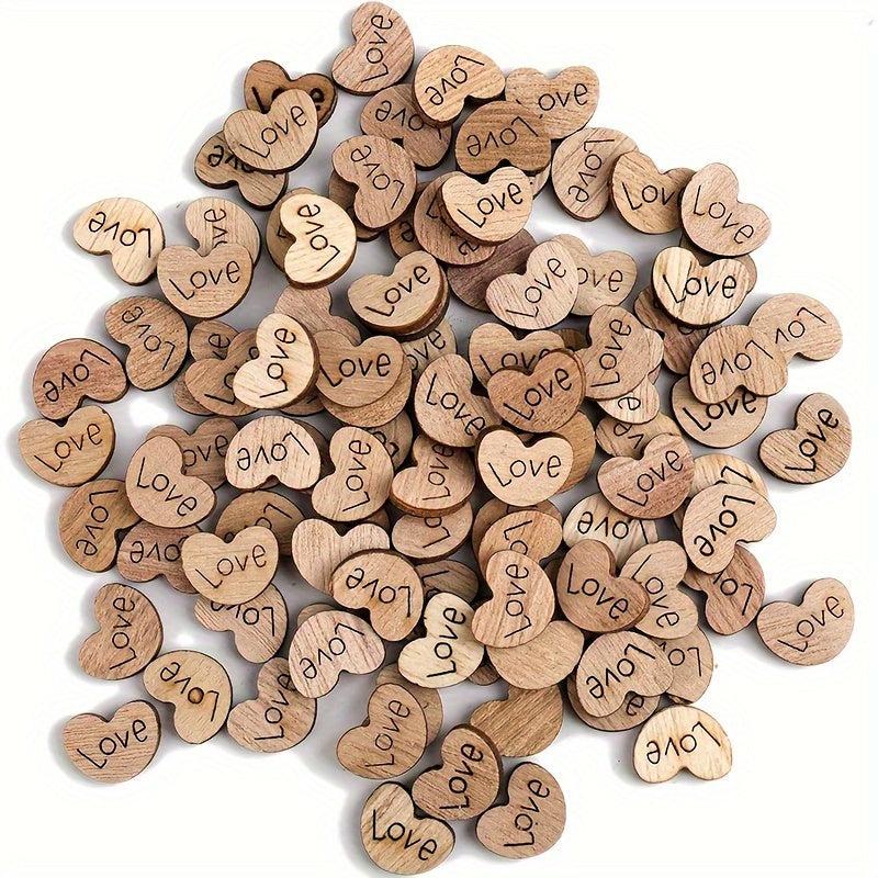 100pcs Love Engraved Wooden Heart Confetti for Any Occasion