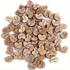 100pcs Love Engraved Wooden Heart Confetti for Any Occasion