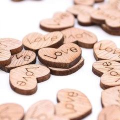 100pcs Love Engraved Wooden Heart Confetti for Any Occasion