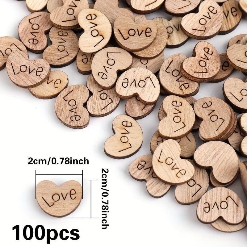 100pcs Love Engraved Wooden Heart Confetti for Any Occasion