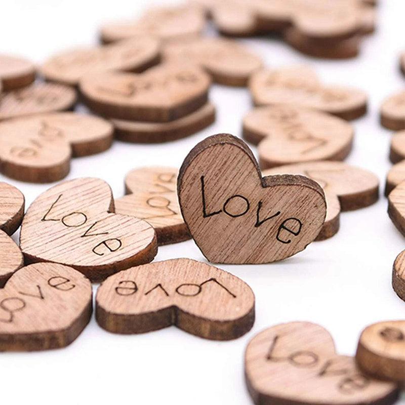 100pcs Love Engraved Wooden Heart Confetti for Any Occasion