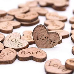 100pcs Love Engraved Wooden Heart Confetti for Any Occasion