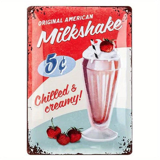 Vintage Milkshake Retro Tin Sign