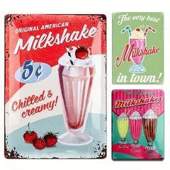 Vintage Milkshake Retro Tin Sign