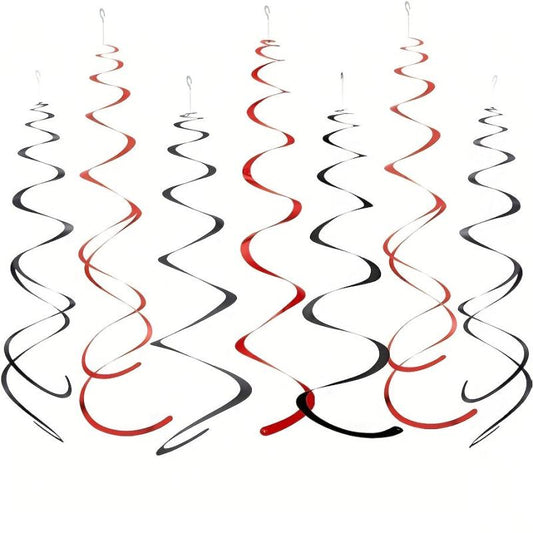 12pcs Green Foil Swirl Hanging Decoration for Party Supplies