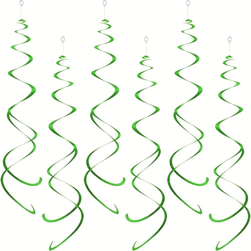 12pcs Green Foil Swirl Hanging Decoration for Party Supplies