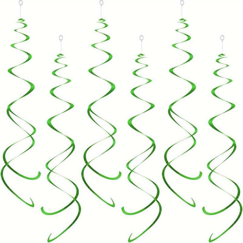 12pcs Green Foil Swirl Hanging Decoration for Party Supplies