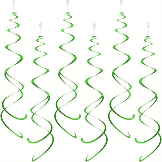 12pcs Green Foil Swirl Hanging Decoration for Party Supplies