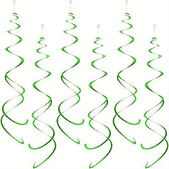 12pcs Green Foil Swirl Hanging Decoration for Party Supplies