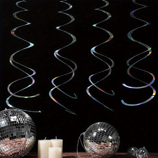 6pcs Colorful Glitter Spiral Ornaments for Sparkling Party Decor