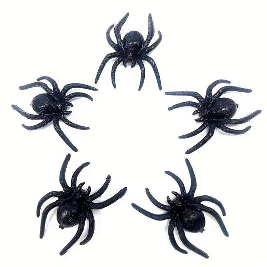 Mini Plastic Spider Toys Set of 5 Halloween Decoration Accessories