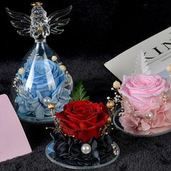 Angel Immortality Rose Glass Cover Gift for Mother's Day