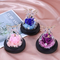 Angel Immortality Rose Glass Cover Gift for Mother's Day