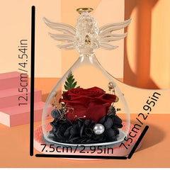 Angel Immortality Rose Glass Cover Gift for Mother's Day