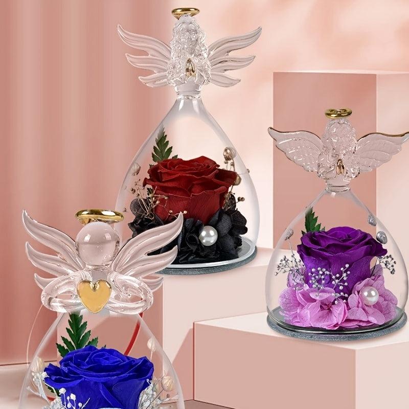 Angel Immortality Rose Glass Cover Gift for Mother's Day