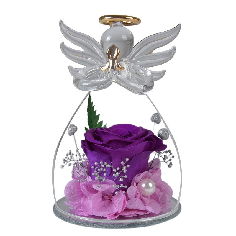Angel Immortality Rose Glass Cover Gift for Mother's Day