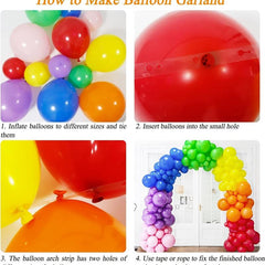 Rainbow Balloons Garland Arch Set Mixed Sizes For Birthday Baby Shower Wedding