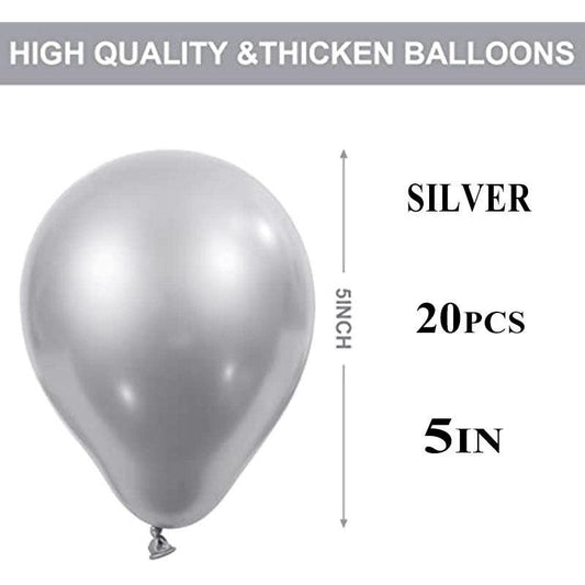 20pcs Silvery Metallic Balloons for Party Decorations