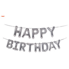 Happy Birthday Decoration Balloon Letter Foil Balloon Silvery Pink