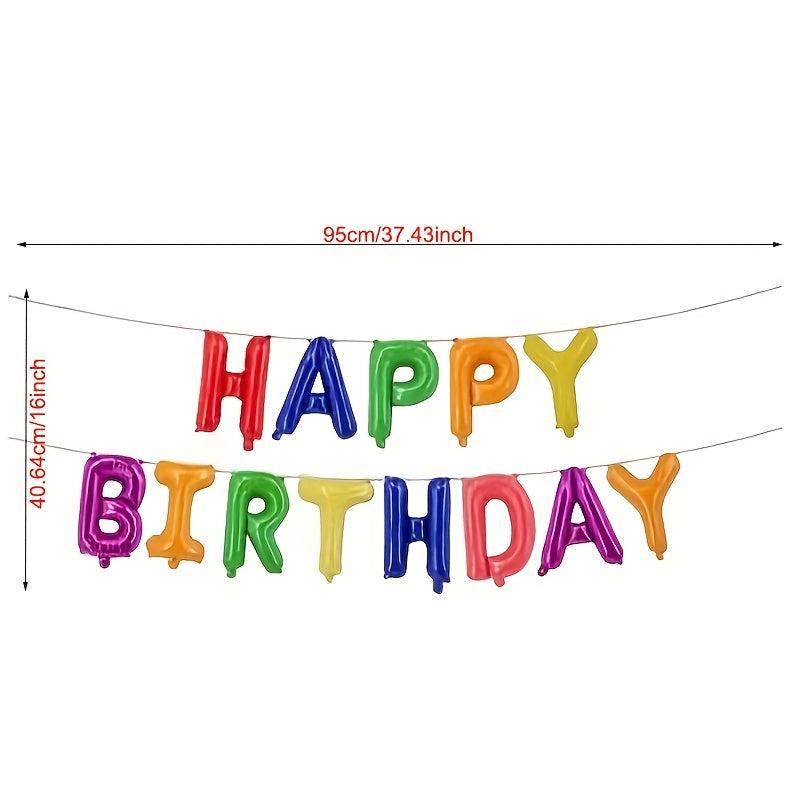 Happy Birthday Decoration Balloon Letter Foil Balloon Silvery Pink