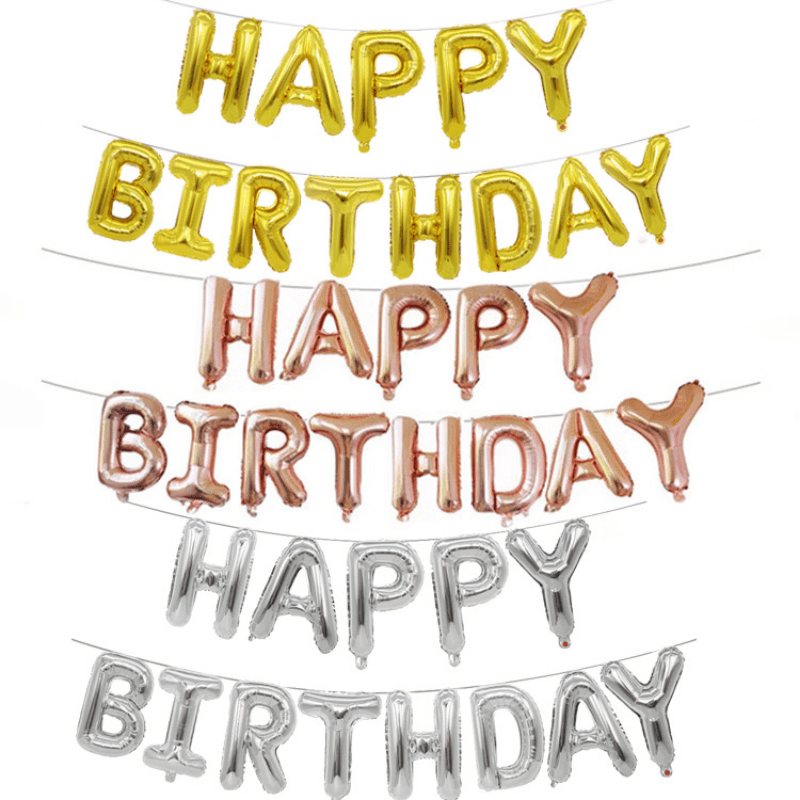 Happy Birthday Decoration Balloon Letter Foil Balloon Silvery Pink