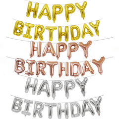 Happy Birthday Decoration Balloon Letter Foil Balloon Silvery Pink