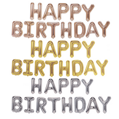 Happy Birthday Decoration Balloon Letter Foil Balloon Silvery Pink