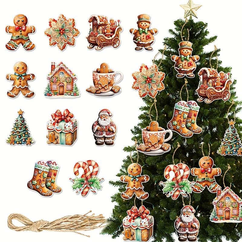 12pcs Gingerbread Man Christmas Hanging Decoration for Snow Scene