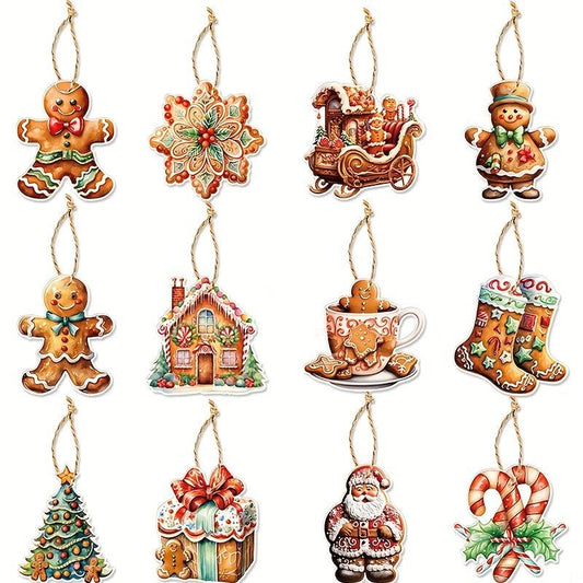 12pcs Gingerbread Man Christmas Hanging Decoration for Snow Scene
