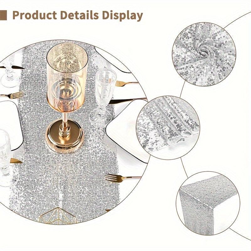 Silver Sequin Table Runner for Special Occasions