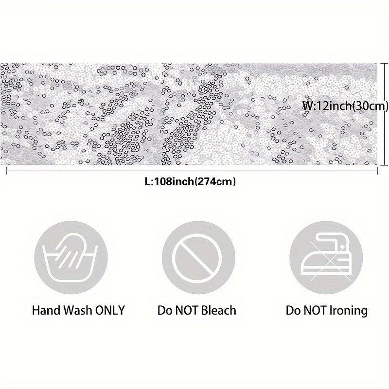 Silver Sequin Table Runner for Special Occasions