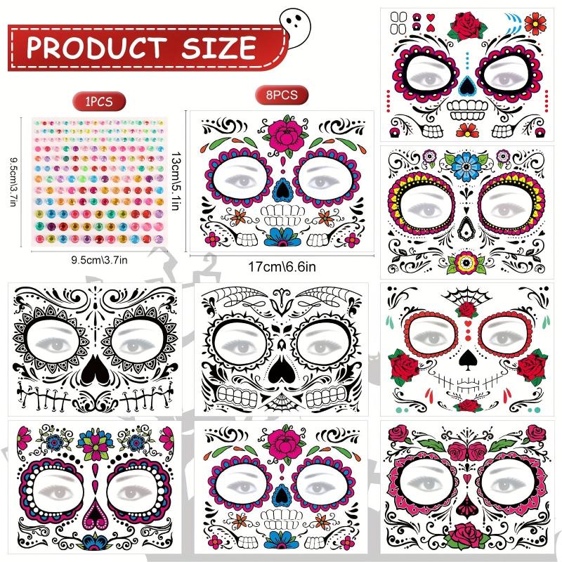 8pcs Halloween Face Stickers Masquerade Party Decoration Temporary Stickers