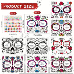 8pcs Halloween Face Stickers Masquerade Party Decoration Temporary Stickers