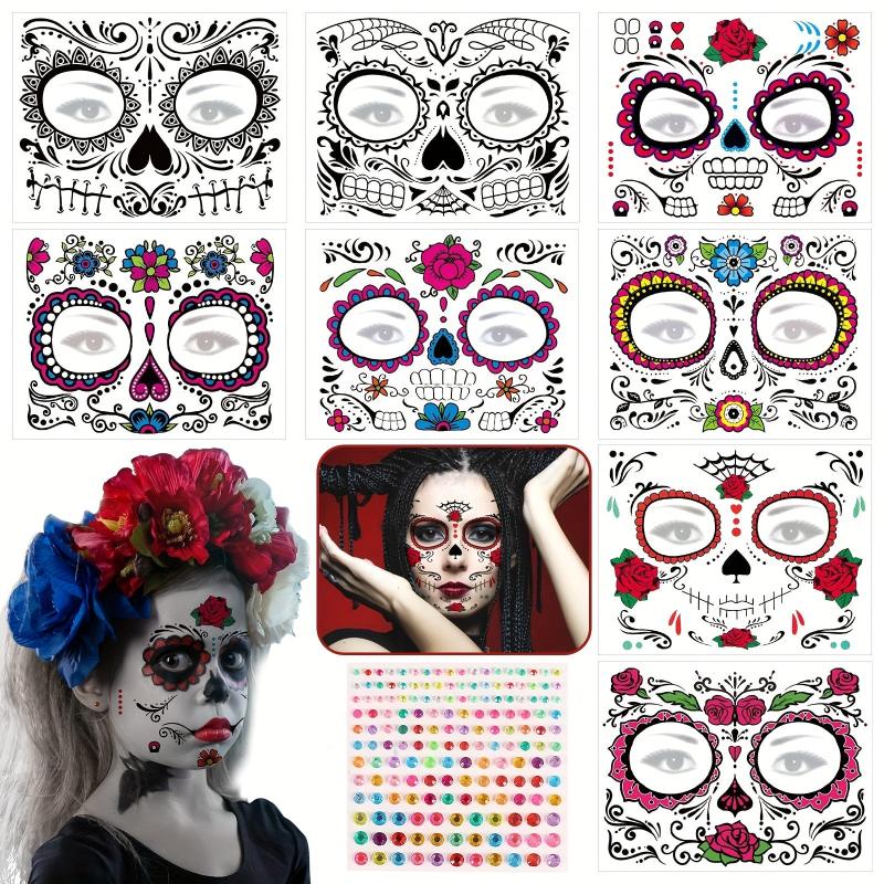 8pcs Halloween Face Stickers Masquerade Party Decoration Temporary Stickers