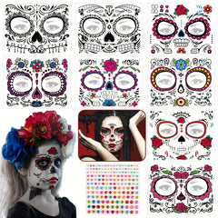 8pcs Halloween Face Stickers Masquerade Party Decoration Temporary Stickers