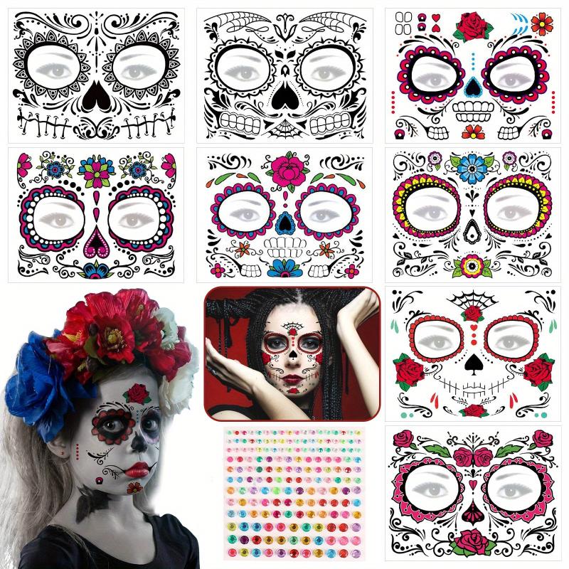 8pcs Halloween Face Stickers Masquerade Party Decoration Temporary Stickers