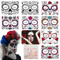 8pcs Halloween Face Stickers Masquerade Party Decoration Temporary Stickers