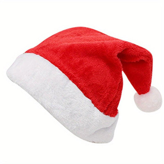 Colorful Short Plush Christmas Hat for Adults - Festive Party Celebration