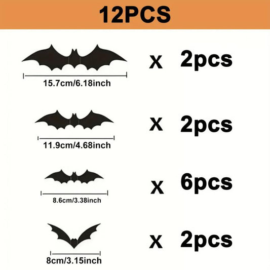 3D Bat Decoration Stickers Waterproof Spooky Bats Room Decor Halloween